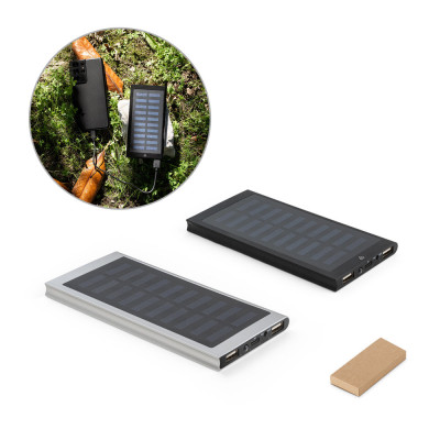 CLERK. Power bank 8'000 mAh com painel solar em alumínio 100 reciclado